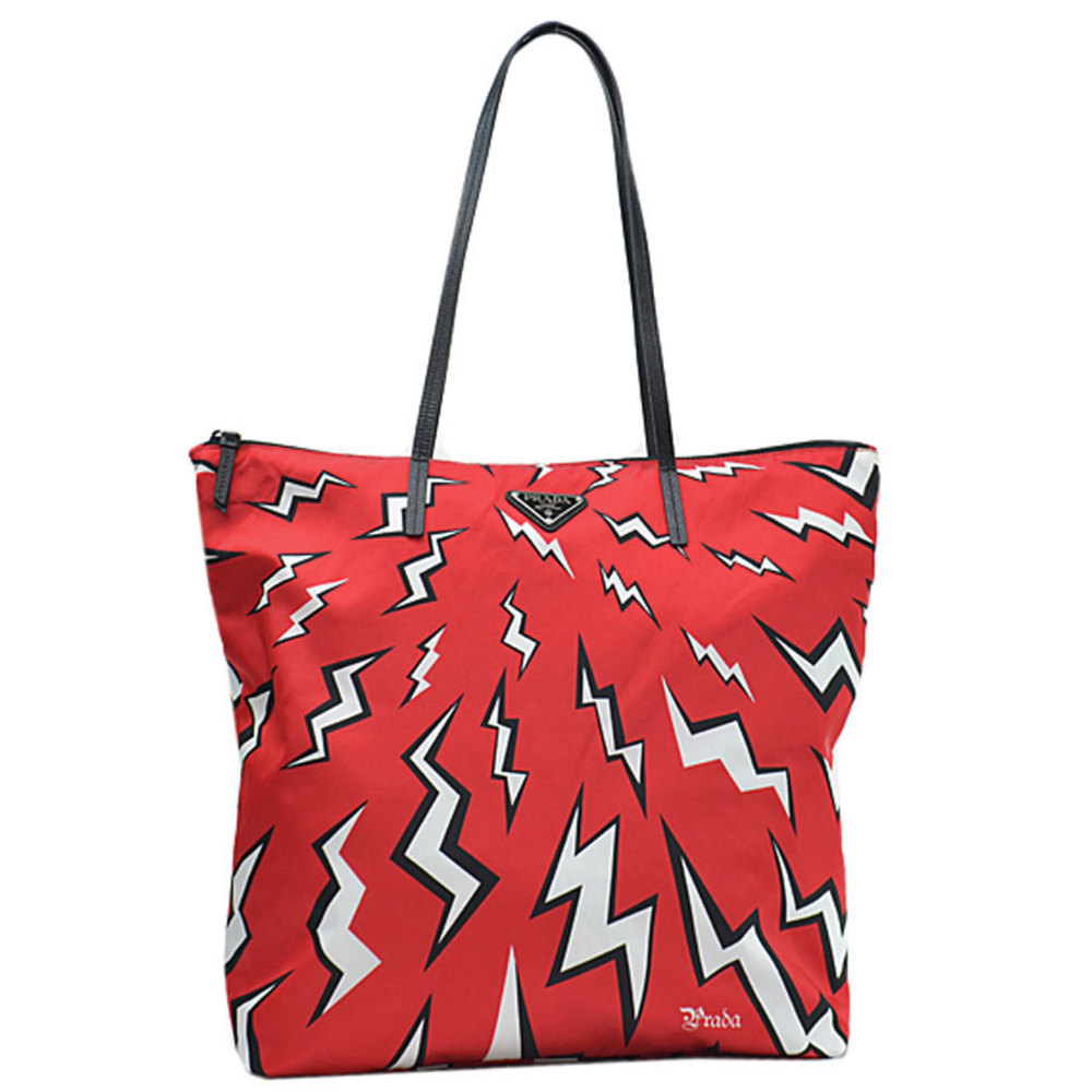 Prada Leather Nylon Bag Black Red Tote White Frankenstein - Picture 2 of 3